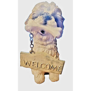 Welcome sheep dog figurine very cute with welcome sign figurine